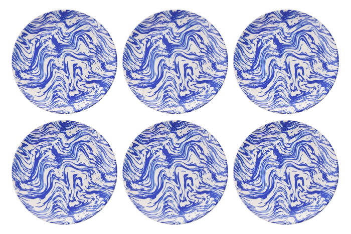 Hermia Blue Serv Wave Juego de Platos de Servicio (6 Piezas) en Azul y Blanco Hermia Blue Serv Wave Juego de Platos de Servicio (6 Piezas) en Azul y Blanco
